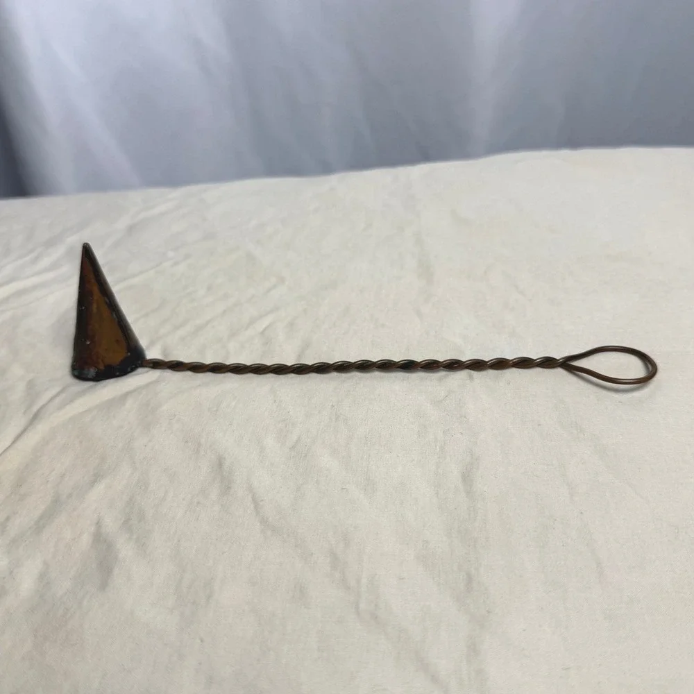 VTG Hand Forged Copper Candle Snuffer Hand-Twisted Wire Handle Cone Extinguisher